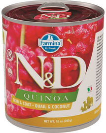 FARMINA N&D Dog Quinoa prepeliță & cocos 285 gr