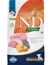 FARMINA N&D GF Pumpkin Puppy Mini - Hrană uscată pentru cățeluși cu miel și afine 800 g