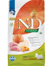 FARMINA N&D GF Adult Mini Pumpkin Boar&Apple hrana uscata caini adulti talie mica, dovleac, mistret si mar 2.5 kg