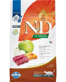FARMINA N&D Pumpkin Adult Cat Venison&Apple 300 g Hrana pisici, cu cerb, dovleac si mar