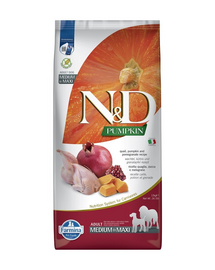 FARMINA N&D Quail Pumpkin & Pomegranate Adult Medium & Maxi Hrana uscata caini talie medie si mare 12 kg