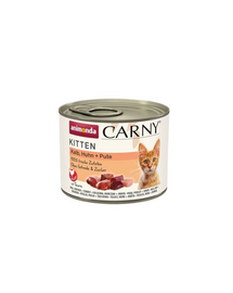 ANIMONDA Carny Kitten Veal&Chicken&Turkey 200 g Hrana pisoi, cu vitel, pui si curcan