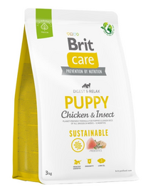 BRIT Care Sustainable Puppy 3 kg Hrana uscata pentru catei, cu pui si insecte