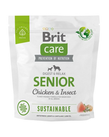 BRIT CARE Sustainable Senior Chicken & Insect hrana caini seniori 1 kg cu pui si insecte