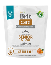 BRIT Care Grain-free Senior&Light 1 kg Hrana caini seniori cu tendinta de ingrasare, cu somon si cartofi