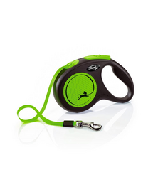 FLEXI New Neon lesa automata pentru caini, verde, marimea M, 5 m