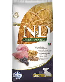 FARMINA N&D Low Grain Puppy Mini Hrana uscata pentru catelusi, cu miel si afine 7 kg