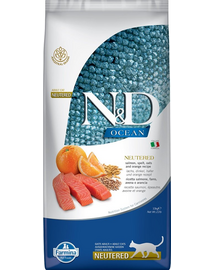 FARMINA N&D Ocean Adult Cat Neutered 10 kg Hrana pisici sterilizate, somon, spelt, ovaz si portocala