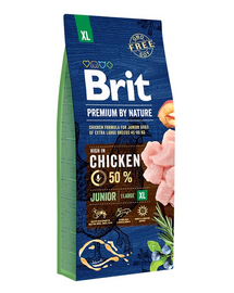 BRIT Premium By Nature Junior Extra Large Hrana uscata pentru catei si juniori de talie foarte mare XL 15 kg