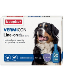 BEAPHAR Vermicon Line-On Dog L Pipete antiparazitare caini talie mare 3x4,5 ml