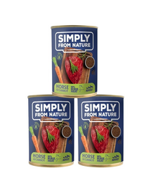 SIMPLY FROM NATURE Hrana umeda pentru caini, carne de cal, seminte de in si morcov 3 x 400 g