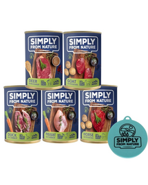 SIMPLY FROM NATURE Hrana caini, mix arome 6 x 400g + capac conserva
