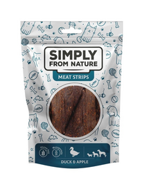 SIMPLY FROM NATURE Meat Strips Snack rata si mar pentru caini 80 g