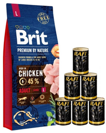 BRIT Premium By Nature Adult Large L 15 kg + 6x1240 g in sos