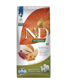 FARMINA N&D Pumpkin Duck & Cantaloupe Adult Medium & Maxi Hrana caini talie medie si mare, cu rata 12 kg