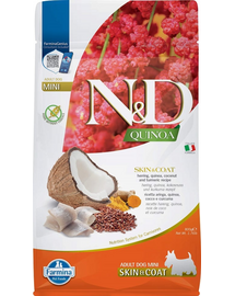 FARMINA N&D Quinoa Skin & Coat Mini hrană câini adulți talie mică cu hering și cocos 800 g