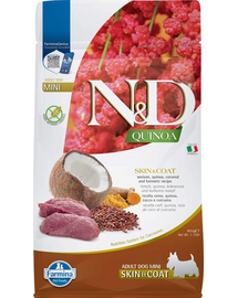 FARMINA N&D Quinoa Skin & Coat Mini hrană câini adulți talie mică cu cerb și cocos, 800 g