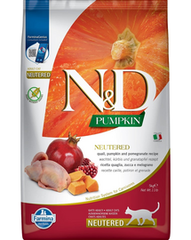 FARMINA N&D Pumpkin Quail & Pomegranate Cat Neutered hrana pentru pisici sterilizate 10 kg
