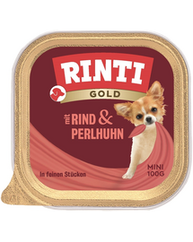 RINTI Gold Beef&Guinea fowl Mini vita si bibilica hrana pentru caini 100 g