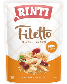 RINTI Filetto in Jelly Chicken&Poultry hearts plic in aspic pentru caini, pui si inima de pasare 100 g