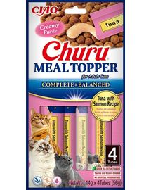INABA Meal Topper Tuna Salmon 4x14 g supliment cremos cu ton si somon pentru pisici