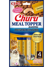 INABA Meal Topper Chicken Cheese 4x14 g snack cremos pisici, pui si branza