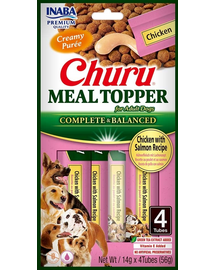 INABA Dog Meal Topper Chicken Salmon 4x14 g crema pui si somon supliment alimentar pentru caini