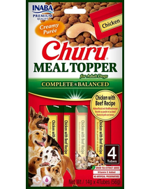 INABA Dog Meal Topper Chicken Beef 4x14 g supliment cremos pentru caini cu pui vita