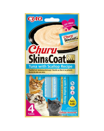 INABA Churu Skin&Coat 4x14g crema ton si scoici pentru pisici