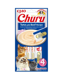 INABA Churu Tuna with beef recipe 4x14g recompense cremoase din ton si vita pentru pisica