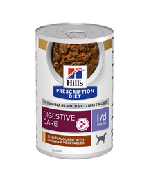 HILL'S Prescription Diet Canine i/d Low Fat Digestive Care Stew Conserva pentru caini cu afectiuni digestive cu pui si legume 354 g