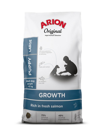 ARION Original Growth Puppy Large Salmon Rice 12 kg cu somon, hrana catel talie mare