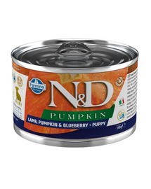 FARMINA N&D Pumpkin Puppy Lamb, pumpkin, blueberry 140 g conserva cu miel, dovleac si afine pentru catelusi