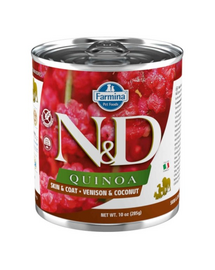 FARMINA N&D Quinoa Dog Venison, coconut 285 g Hrana umeda caine pentru sanatatea pielii si blanii, cu vanat si cocos