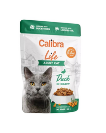 CALIBRA Cat Life Adult în sos cu rață 85 g hrană umedă pentru pisici adulte