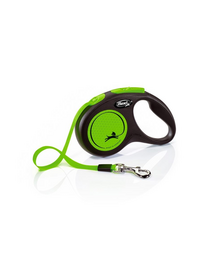 FLEXI New Neon lesa automata pentru caini, verde, marimea S, 5 m