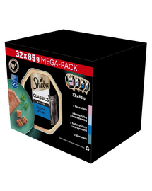 SHEBA Classic Ocean Selection Set hrana umeda pisici,cu peste alb, cod, somon si ton 32x85g