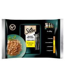 SHEBA Delicacy Plicuri hrana umeda in aspic, cu pasare pentru pisici 4x85g
