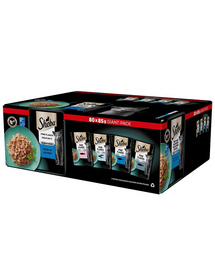 SHEBA Delicacy Fish Flavours in Jelly Plicuri hrana pisica, in aspic 80 x 85g somon, peste alb, ton si cod