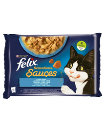 FELIX Sensations Sauce Hrana umeda cu diverse tipuri de peste in sos pentru pisci adulte/sterlilizate 4x85g