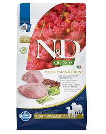 FARMINA N&D Quinoa Dog Adult medium maxi Weight management lamb, broccoli 2,5 kg hrana caini talie medie si mare pentru controlul greutatii, cu miel si brocoli