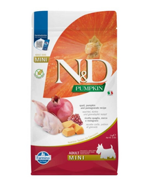FARMINA N&D Pumpkin Dog Adult mini Quail, pumpkin, pomegranate 2 kg Mancare uscata caini talue mica, cu prepelita, dovleac si rodie