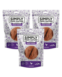 SIMPLY FROM NATURE Meat Strips Fasii de pui pentru caini 3x80 g