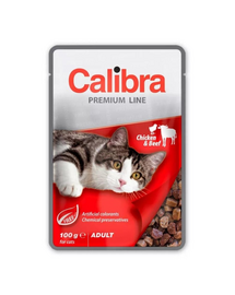CALIBRA Cat Premium Line Adult Chicken&Beef 100 g cu vita si pui pentru pisici