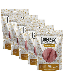 SIMPLY FROM NATURE Meat Strips vita si nigella 5x80 g pentru caini