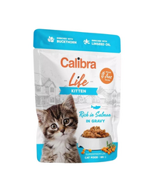 CALIBRA Cat Life Pouch Kitten Salmon in gravy 85 g somon in sos, plic pentru pui de pisica