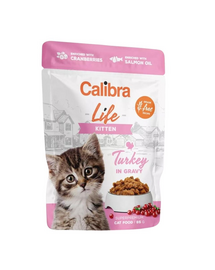 CALIBRA Cat Life Pouch Kitten Turkey in gravy 85 g curcan in sos plic hrana pentru pui de pisica
