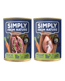 SIMPLY FROM NATURE Hrana umeda pentru caini, mix rata si morcov/fazan si morcov 400 g x 12 buc.