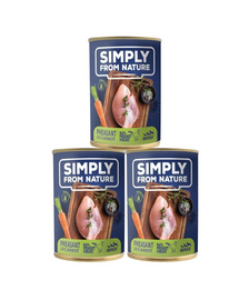 SIMPLY FROM NATURE Hrana umeda pentru caini, cu fazan si morcovi 3 x 400 g