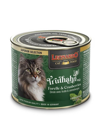 LEONARDO Superior Selection 200 g curcan, pastrav si merisor conserva pisica